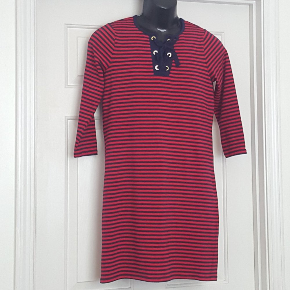 New Michael Kors Nautical Striped Dress Womens Size XS Red Blue Short